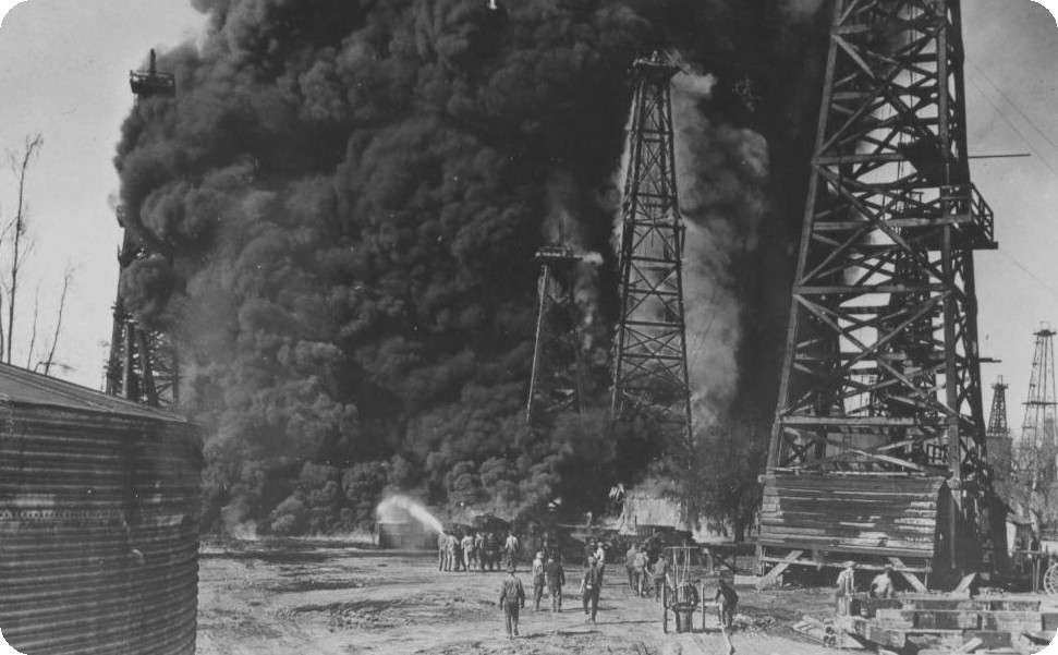 Oil derrick fire